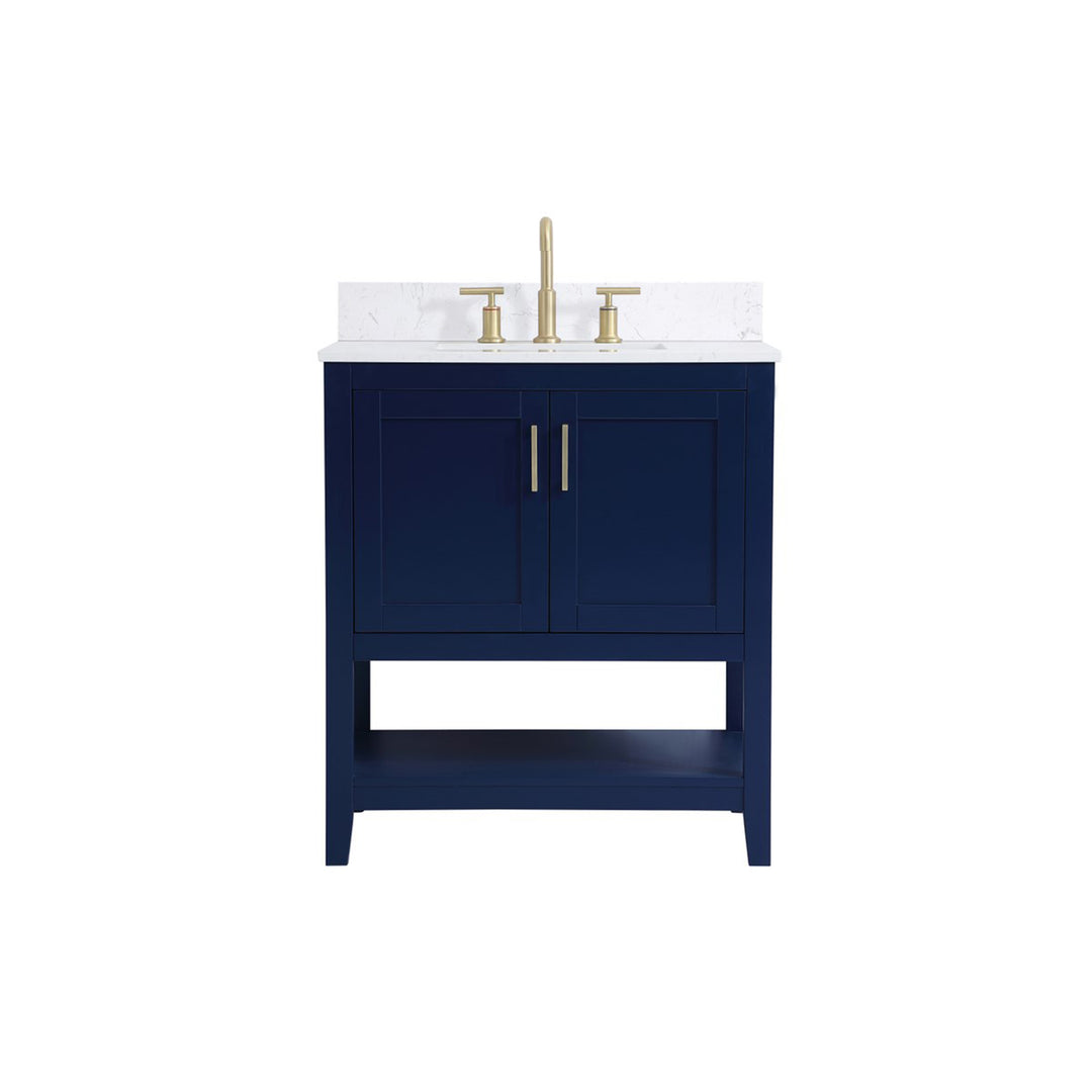30 Inch Single Bathroom Vanity In Blue - View 3 - Joshua Marshal