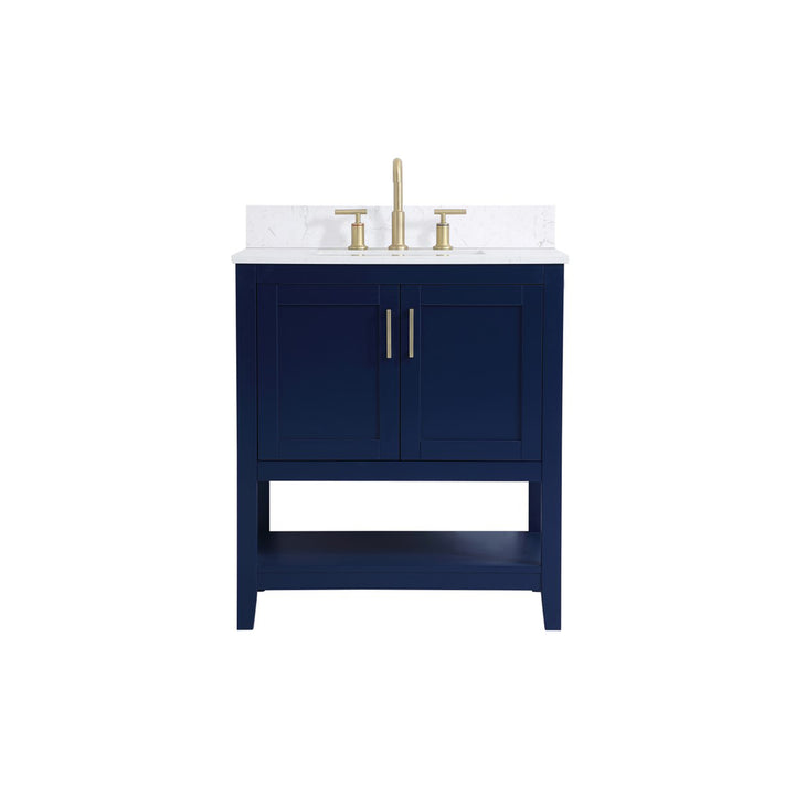 30 Inch Single Bathroom Vanity In Blue - View 3 - Joshua Marshal