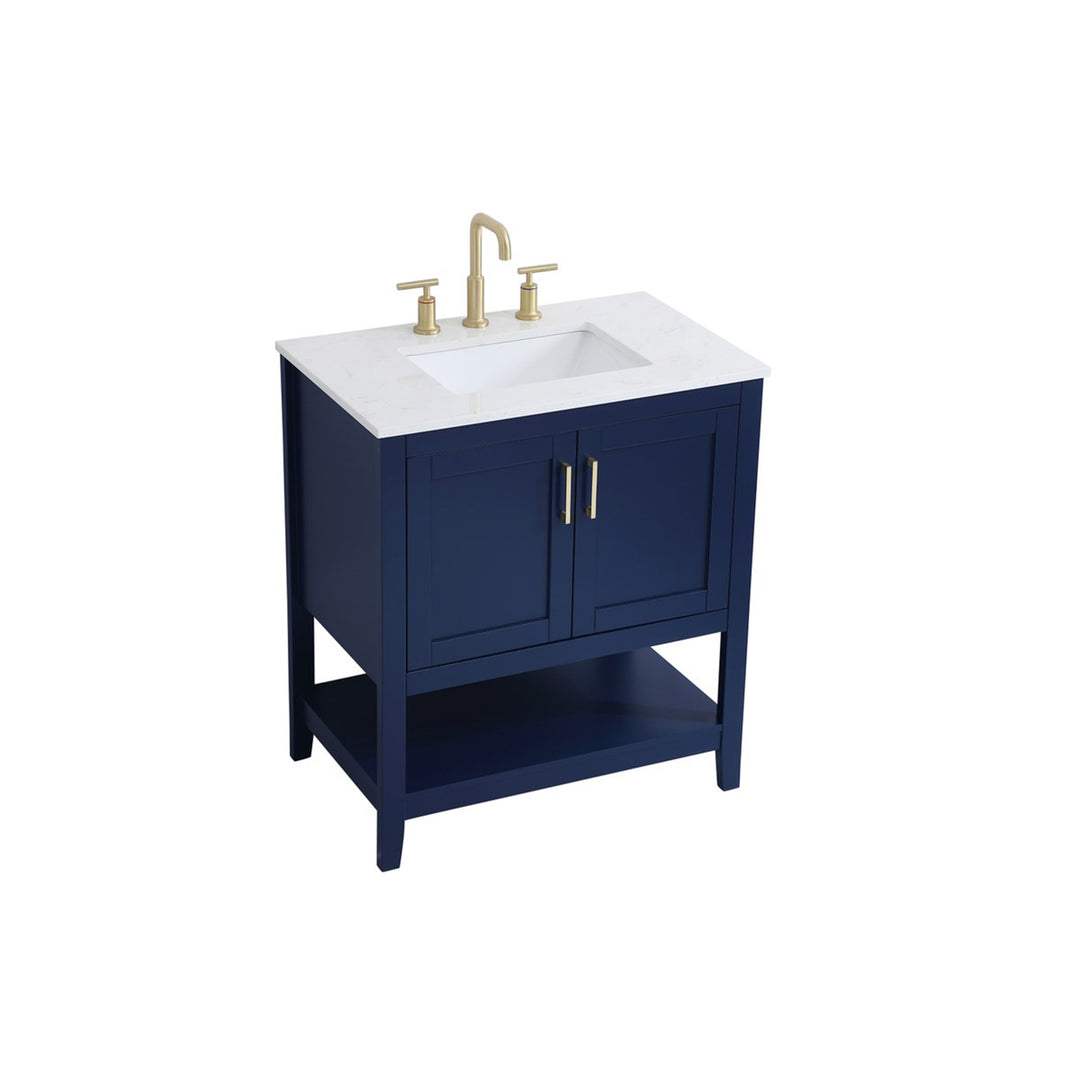 30 Inch Single Bathroom Vanity In Blue - View 4 - Joshua Marshal