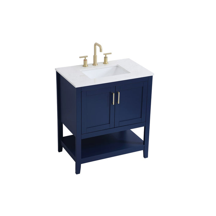 30 Inch Single Bathroom Vanity In Blue - View 4 - Joshua Marshal