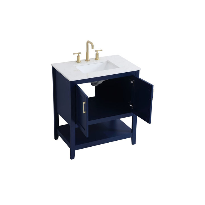 30 Inch Single Bathroom Vanity In Blue - View 5 - Joshua Marshal