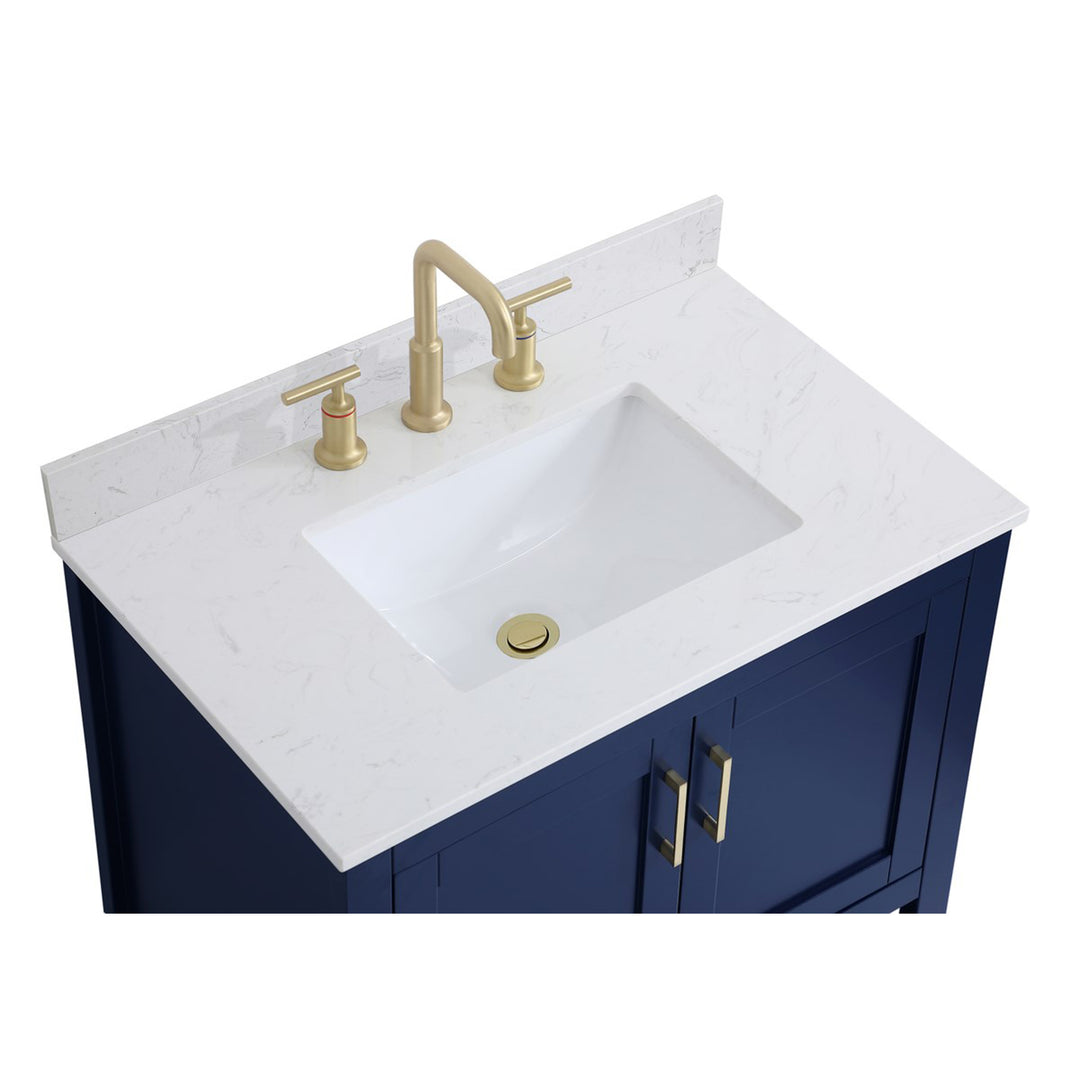 30 Inch Single Bathroom Vanity In Blue - View 6 - Joshua Marshal