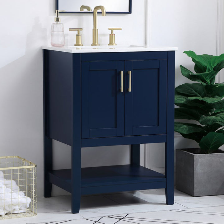 24 Inch Single Bathroom Vanity In Blue Blue Finish - KITCHEN & BATH by Joshua Marshal