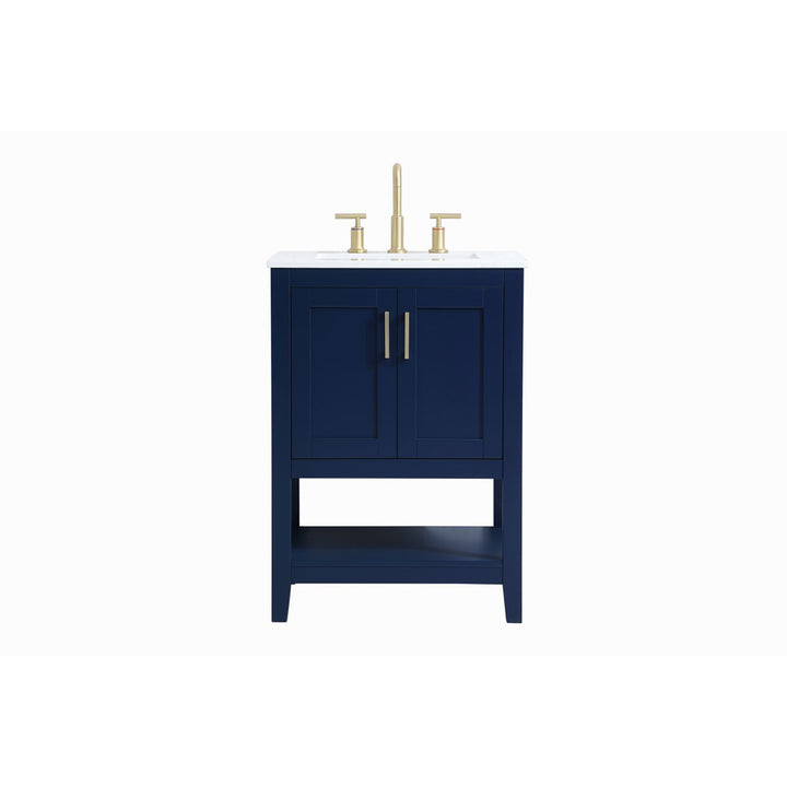 24 Inch Single Bathroom Vanity In Blue - View 3 - Joshua Marshal