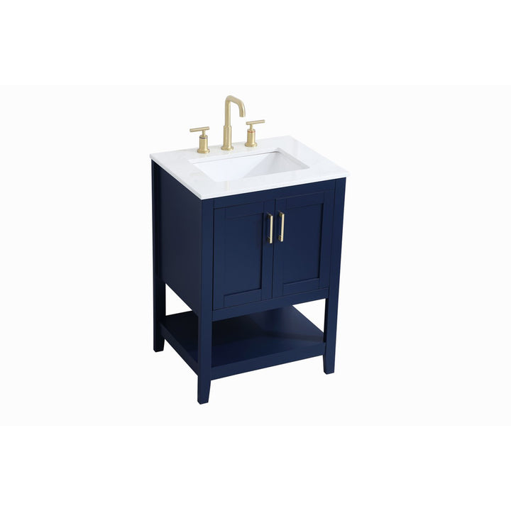 24 Inch Single Bathroom Vanity In Blue - View 4 - Joshua Marshal