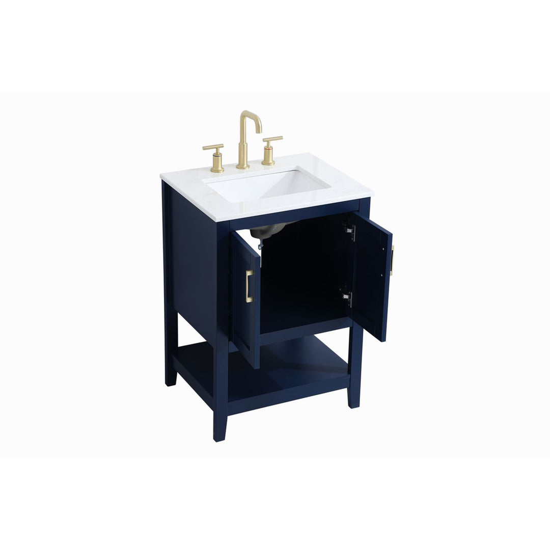24 Inch Single Bathroom Vanity In Blue - View 5 - Joshua Marshal