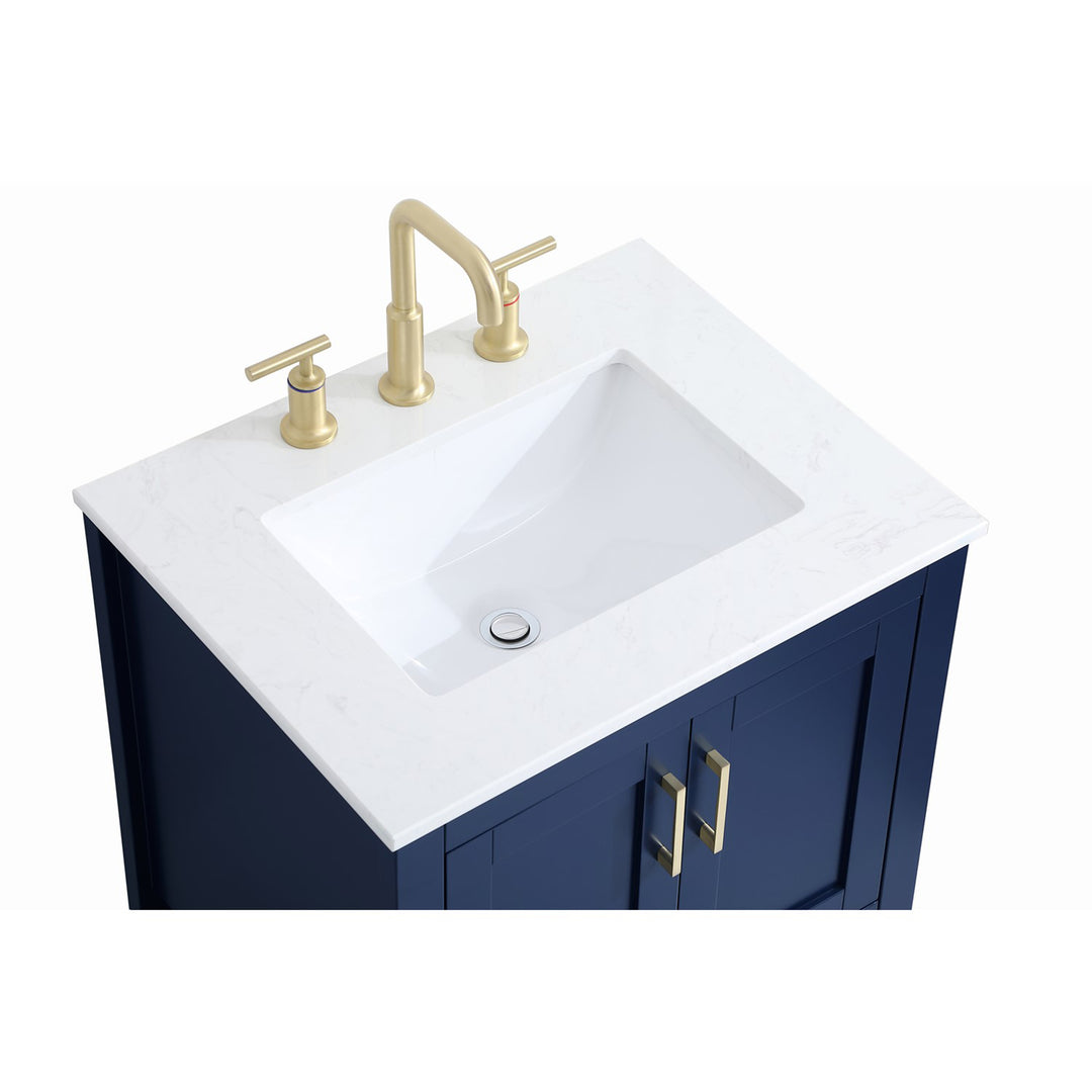 24 Inch Single Bathroom Vanity In Blue - View 6 - Joshua Marshal