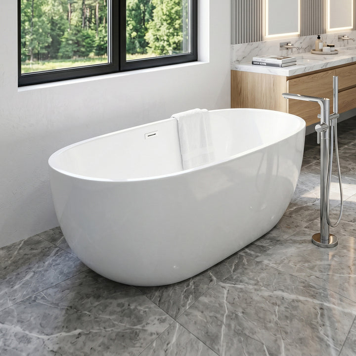 67 Inch Soaking Roll Top Bathtub In Glossy White Glossy White Finish - KITCHEN & BATH by Joshua Marshal
