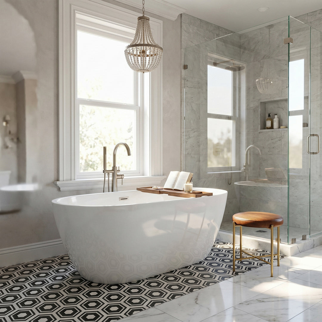 59 Inch Soaking Roll Top Bathtub In Glossy White - View 2 - Joshua Marshal
