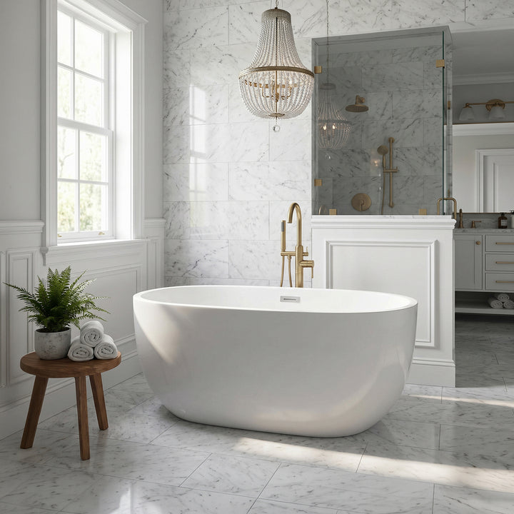 54 Inch Soaking Roll Top Bathtub In Glossy White - View 2 - Joshua Marshal