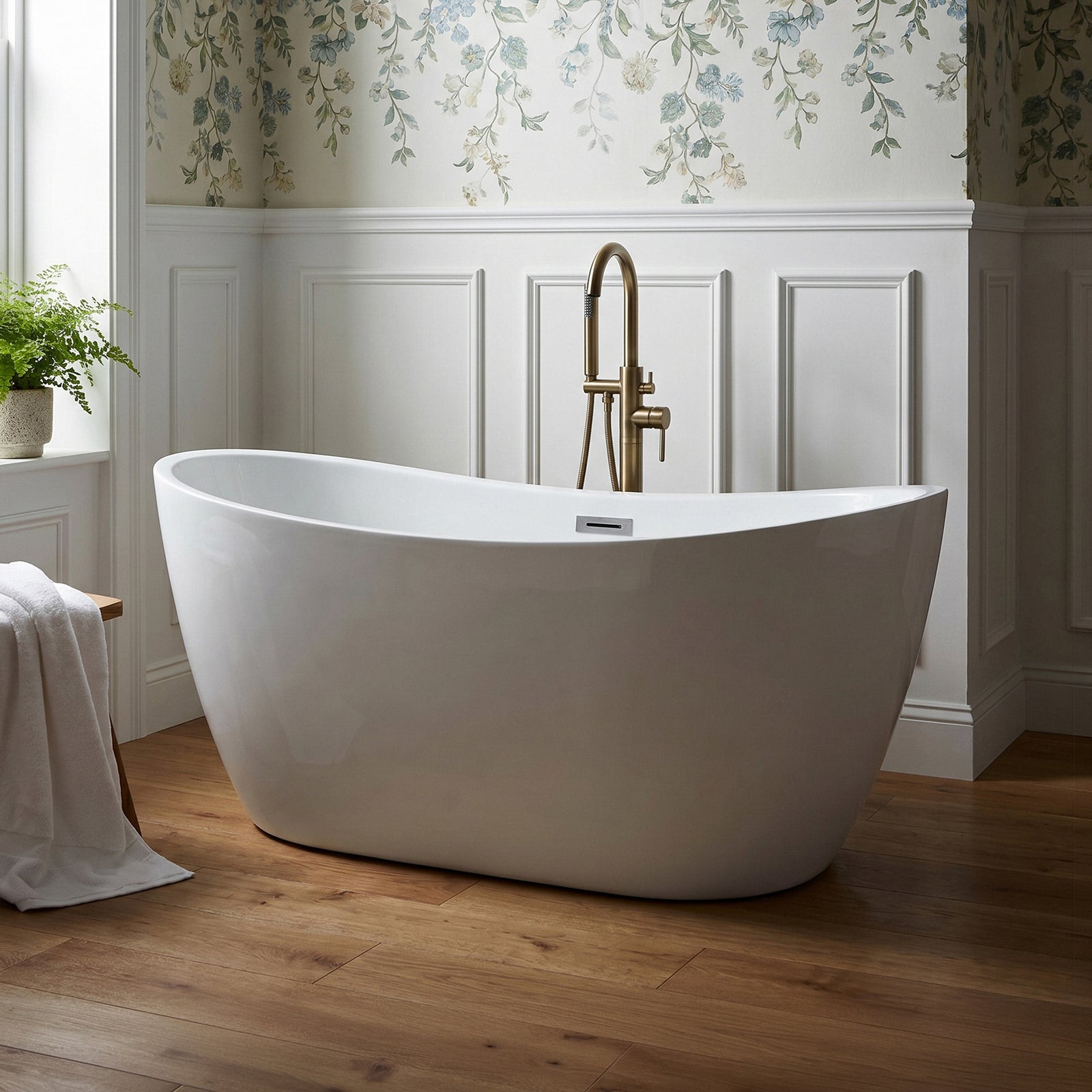 54 Inch Soaking Double Slipper Bathtub In Glossy White Glossy White Finish - KITCHEN & BATH by Joshua Marshal