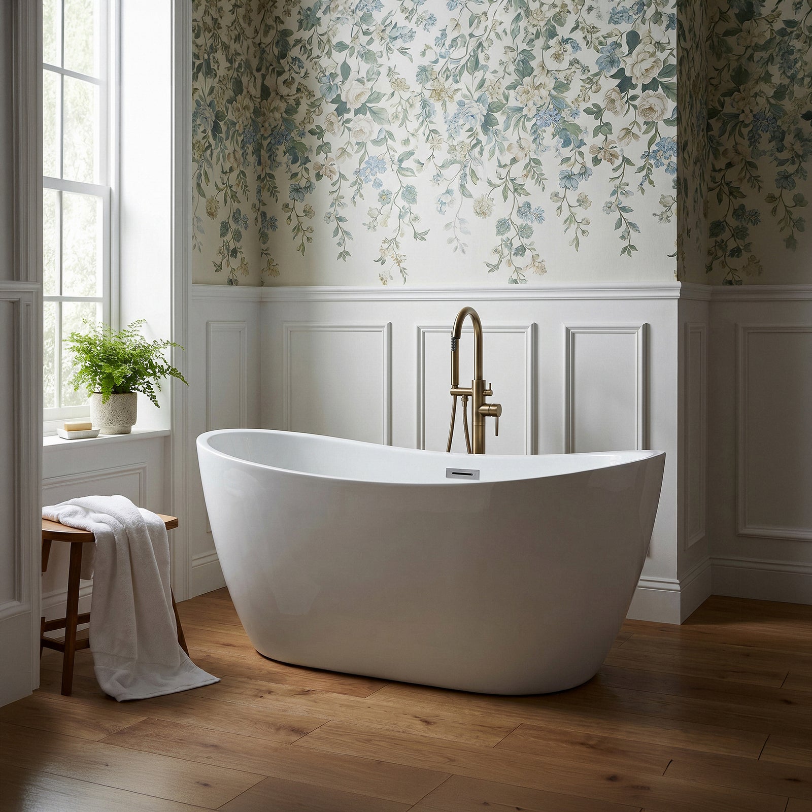 54 Inch Soaking Double Slipper Bathtub In Glossy White - View 2 - Joshua Marshal