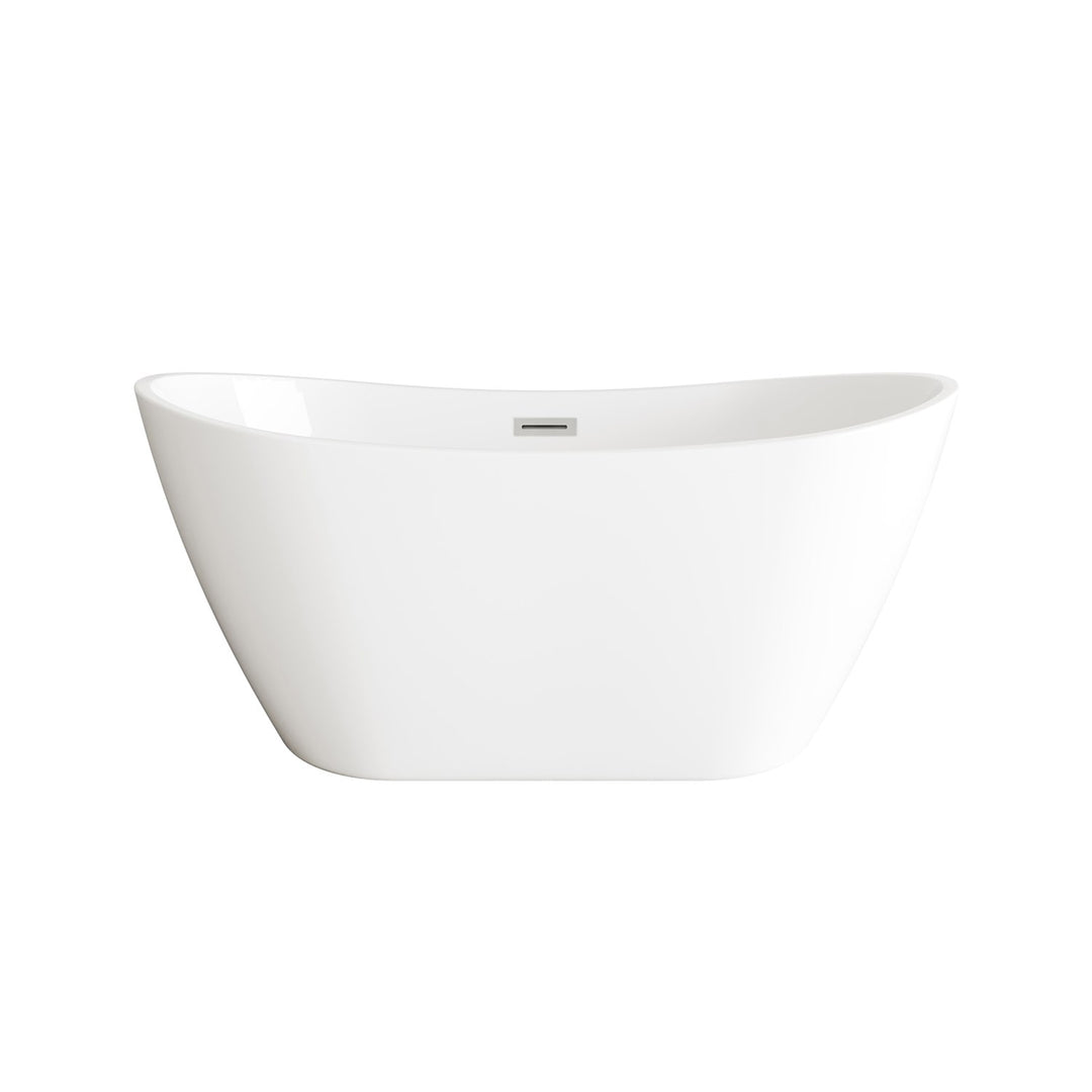 54 Inch Soaking Double Slipper Bathtub In Glossy White - View 3 - Joshua Marshal
