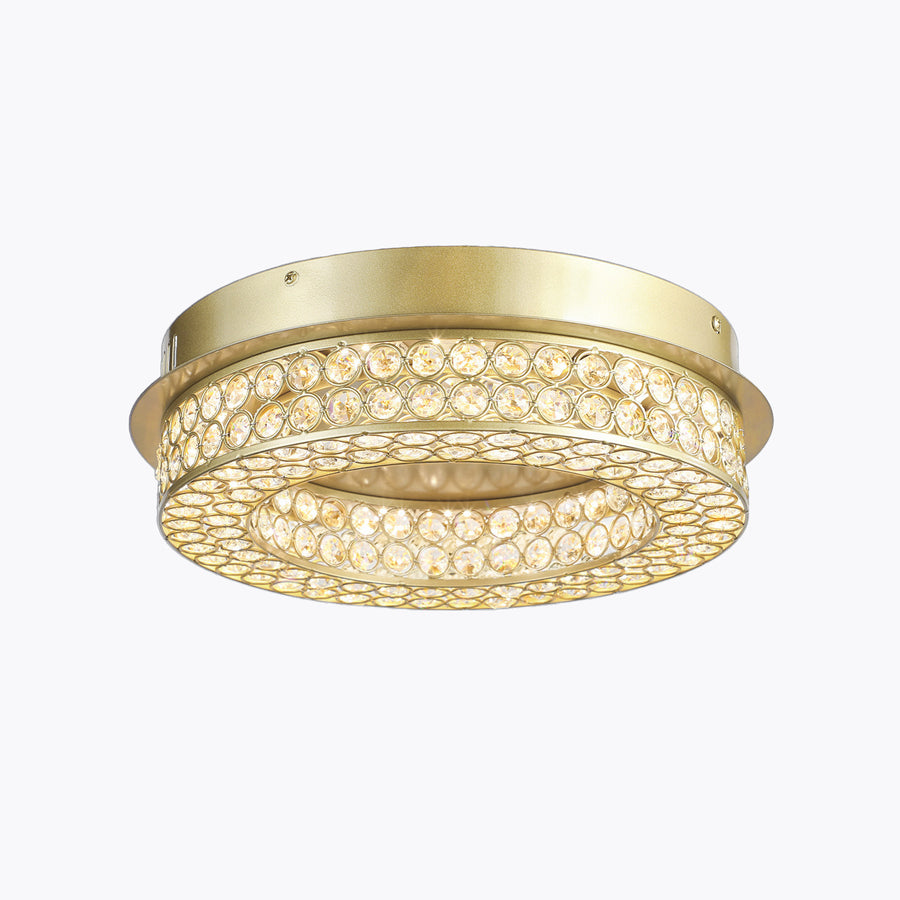 Engaged 13in LED Satin Gold Flush Mount Ceiling Light with Clear Crystals 39015BCSB