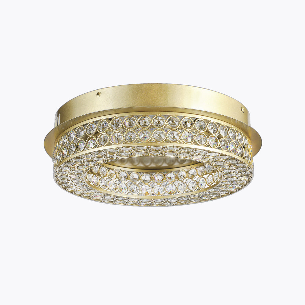 Engaged 13in LED Satin Gold Flush Mount Ceiling Light with Clear Crystals 39015BCSB