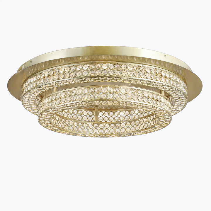 Engaged 26in LED Satin Gold Flush Mount Ceiling Light with Clear Crystals 39016BCSB