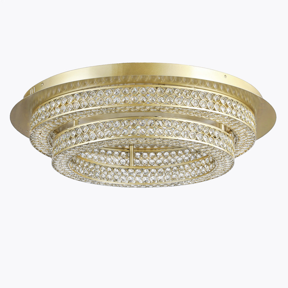 Engaged 26in LED Satin Gold Flush Mount Ceiling Light with Clear Crystals 39016BCSB