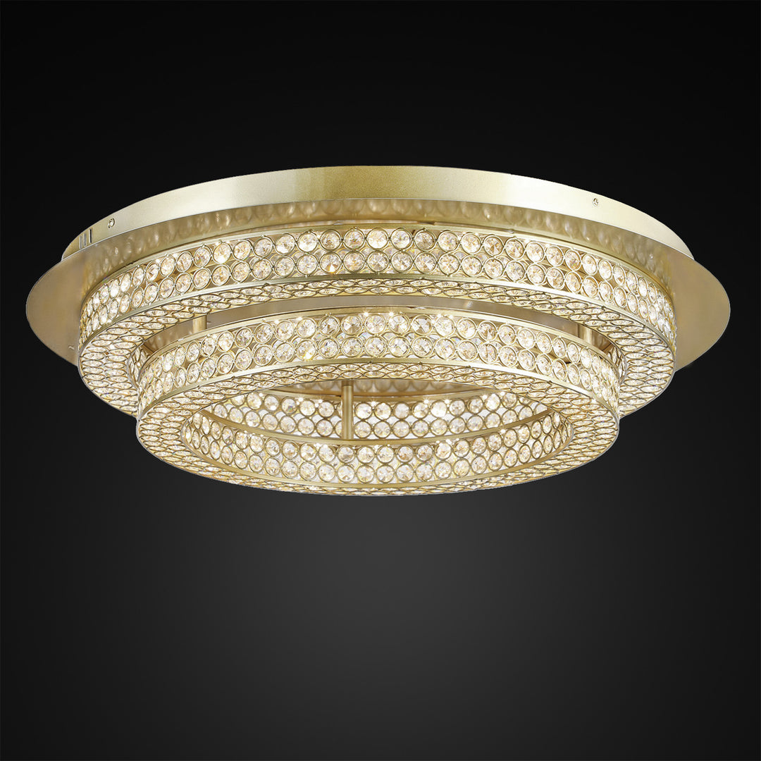 Engaged 26in LED Satin Gold Flush Mount Ceiling Light with Clear Crystals 39016BCSB
