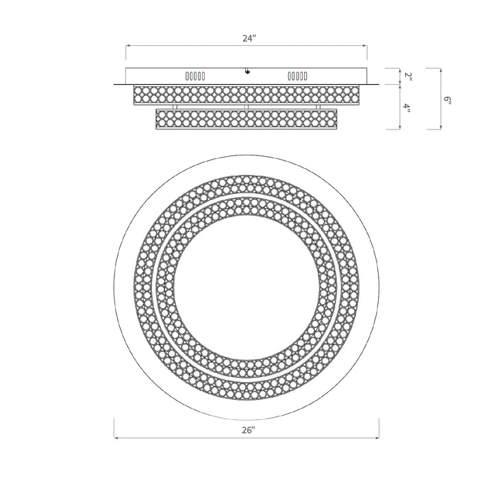Engaged 26in LED Satin Gold Flush Mount Ceiling Light with Clear Crystals 39016BCSB