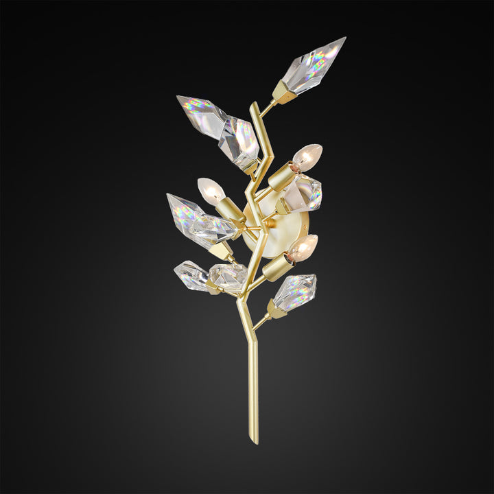 Crystal Spear 27in Tall Satin Gold Vertical Wall Sconce Light Clear Crystals 902250-2