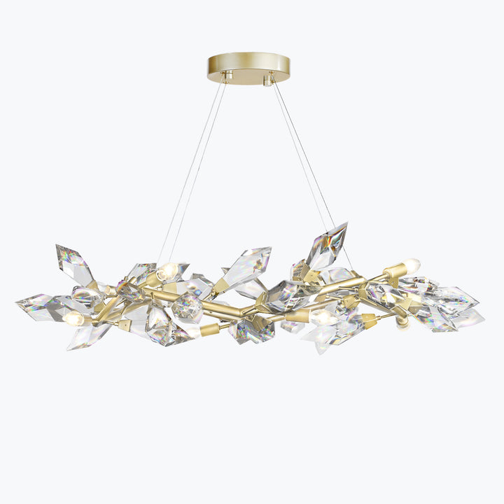 Crystal Spear 34in wide Satin Gold Round Pendant Chandelier Clear Crystals 902640-2