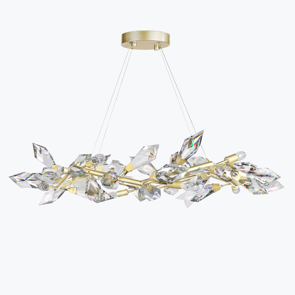 Crystal Spear 34in wide Satin Gold Round Pendant Chandelier Clear Crystals 902640-2