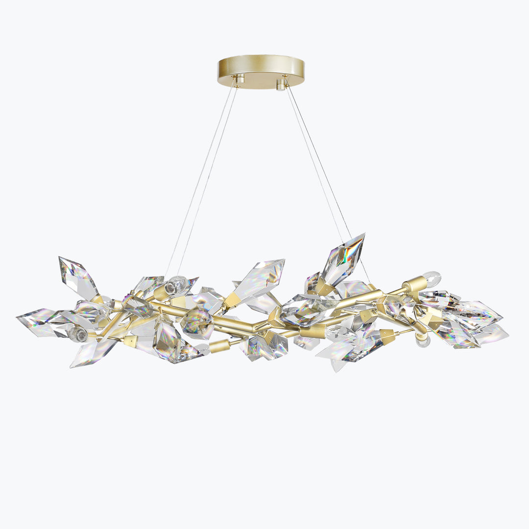 Crystal Spear 34in wide Satin Gold Round Pendant Chandelier Clear Crystals 902640-2