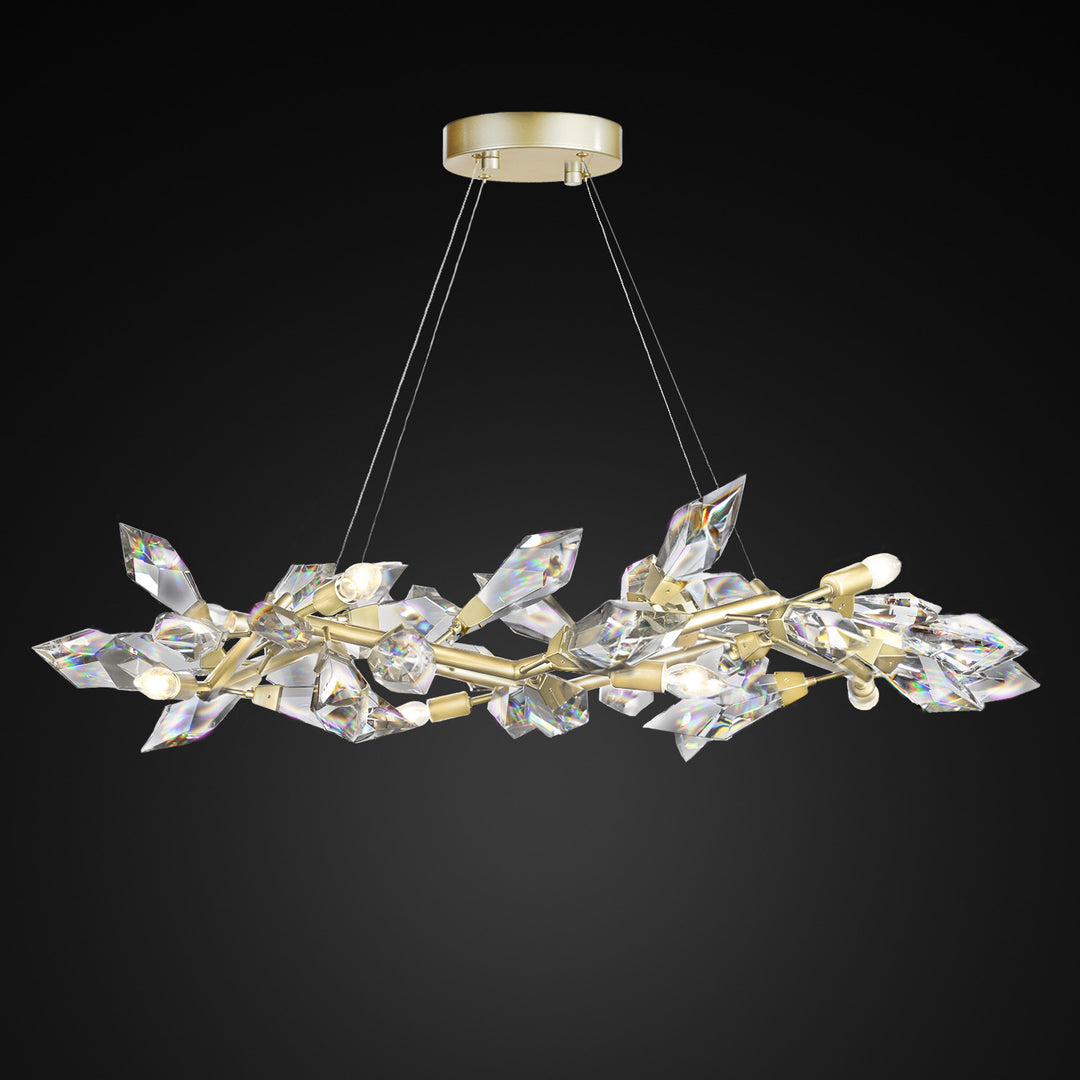 Crystal Spear 34in wide Satin Gold Round Pendant Chandelier Clear Crystals 902640-2
