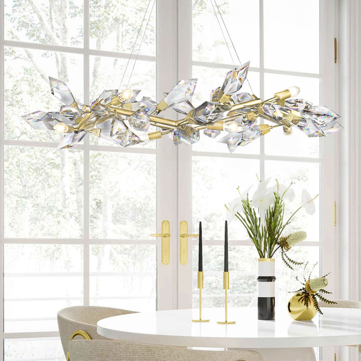 Crystal Spear 34in wide Satin Gold Round Pendant Chandelier Clear Crystals 902640-2