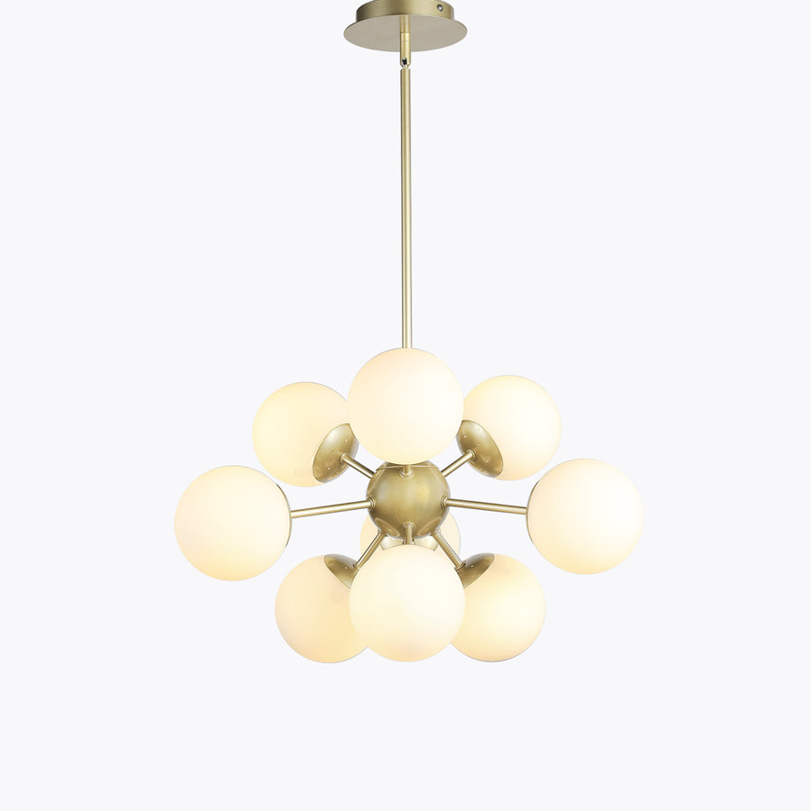 Limited Edition 24in Satin Gold 9 Light Sputnik Pendant Chandelier White Globes MX5166/9/SB