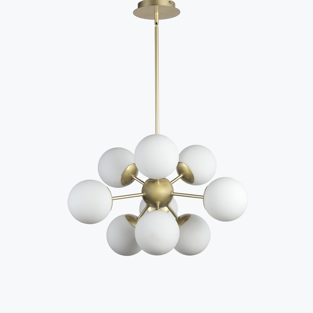 Limited Edition 24in Satin Gold 9 Light Sputnik Pendant Chandelier White Globes MX5166/9/SB
