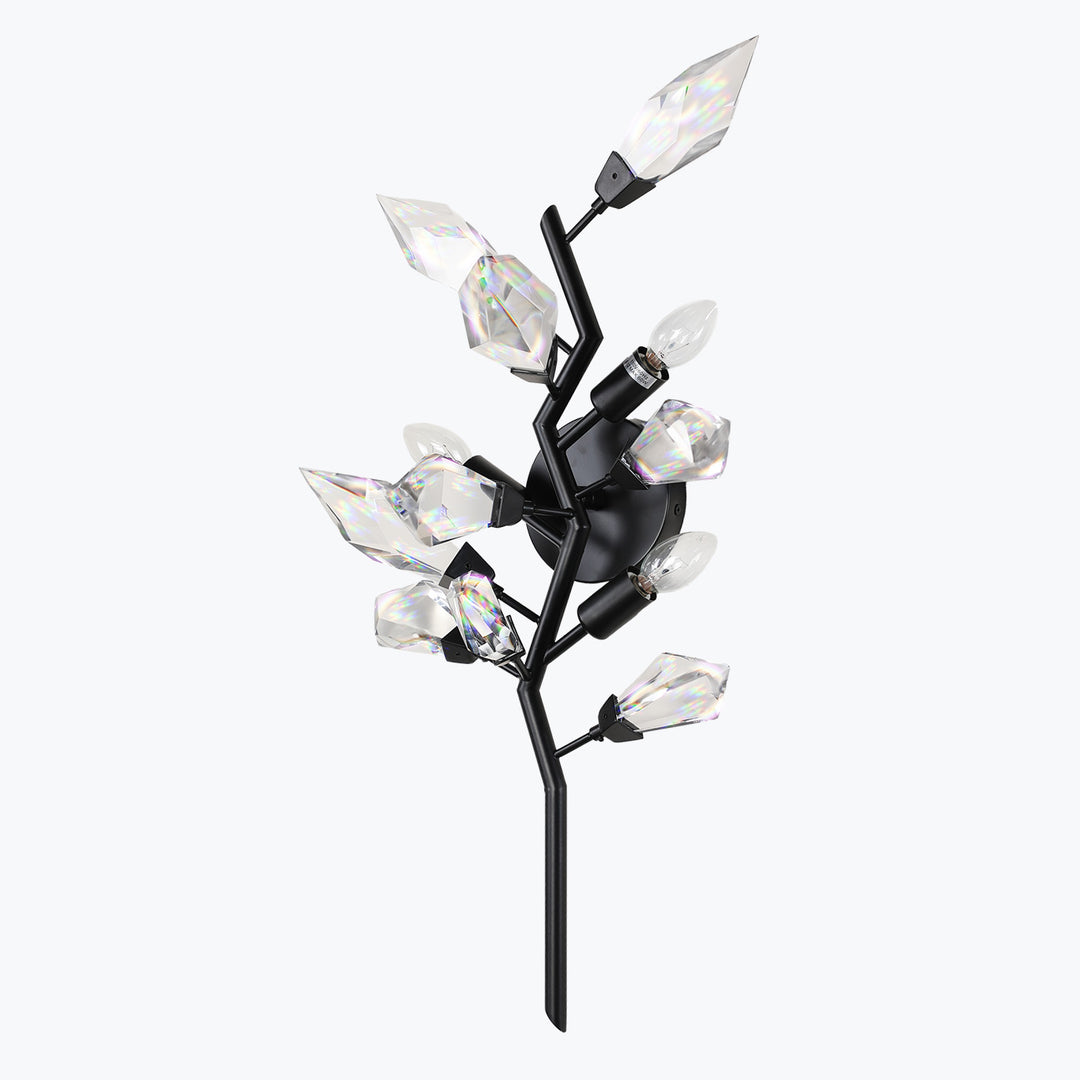 Crystal Spear 27in Tall Matte Black Vertical Wall Sconce Light Clear Crystals 902-12/MB