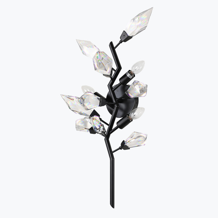 Crystal Spear 27in Tall Matte Black Vertical Wall Sconce Light Clear Crystals 902-12/MB