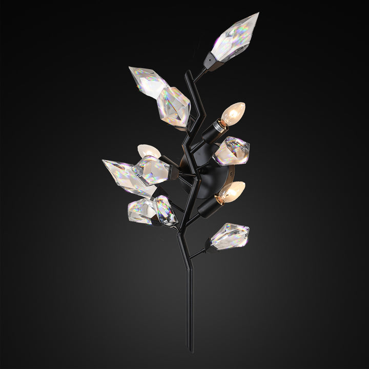 Crystal Spear 27in Tall Matte Black Vertical Wall Sconce Light Clear Crystals 902-12/MB