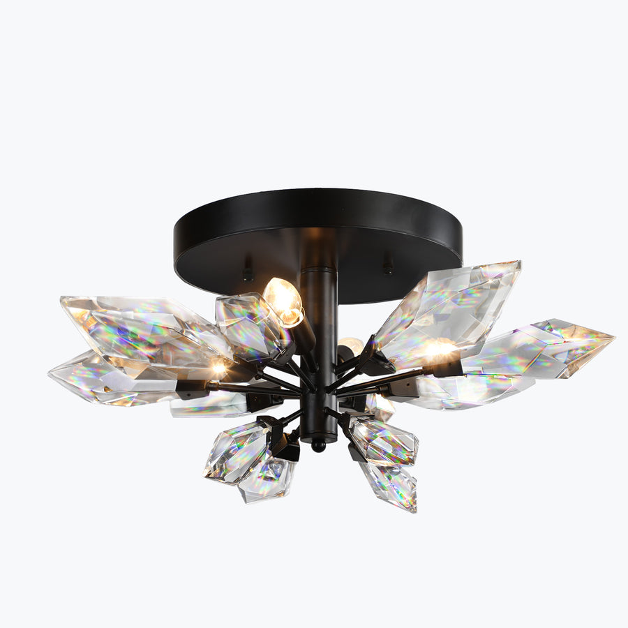 Crystal Spear 24in Matte Black Flush Mount Ceiling Light with Clear Crystals 902-24/MB
