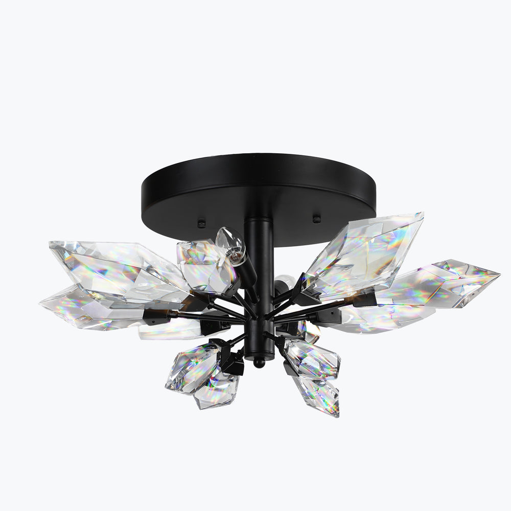Crystal Spear 24in Matte Black Flush Mount Ceiling Light with Clear Crystals 902-24/MB
