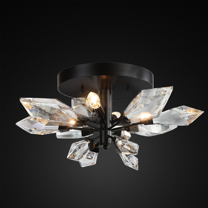 Crystal Spear 24in Matte Black Flush Mount Ceiling Light with Clear Crystals 902-24/MB