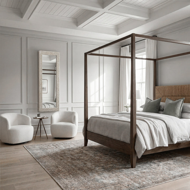 Rectangle Cornhusk Mirror 24X60 In Linen White - View 2 - Joshua Marshal
