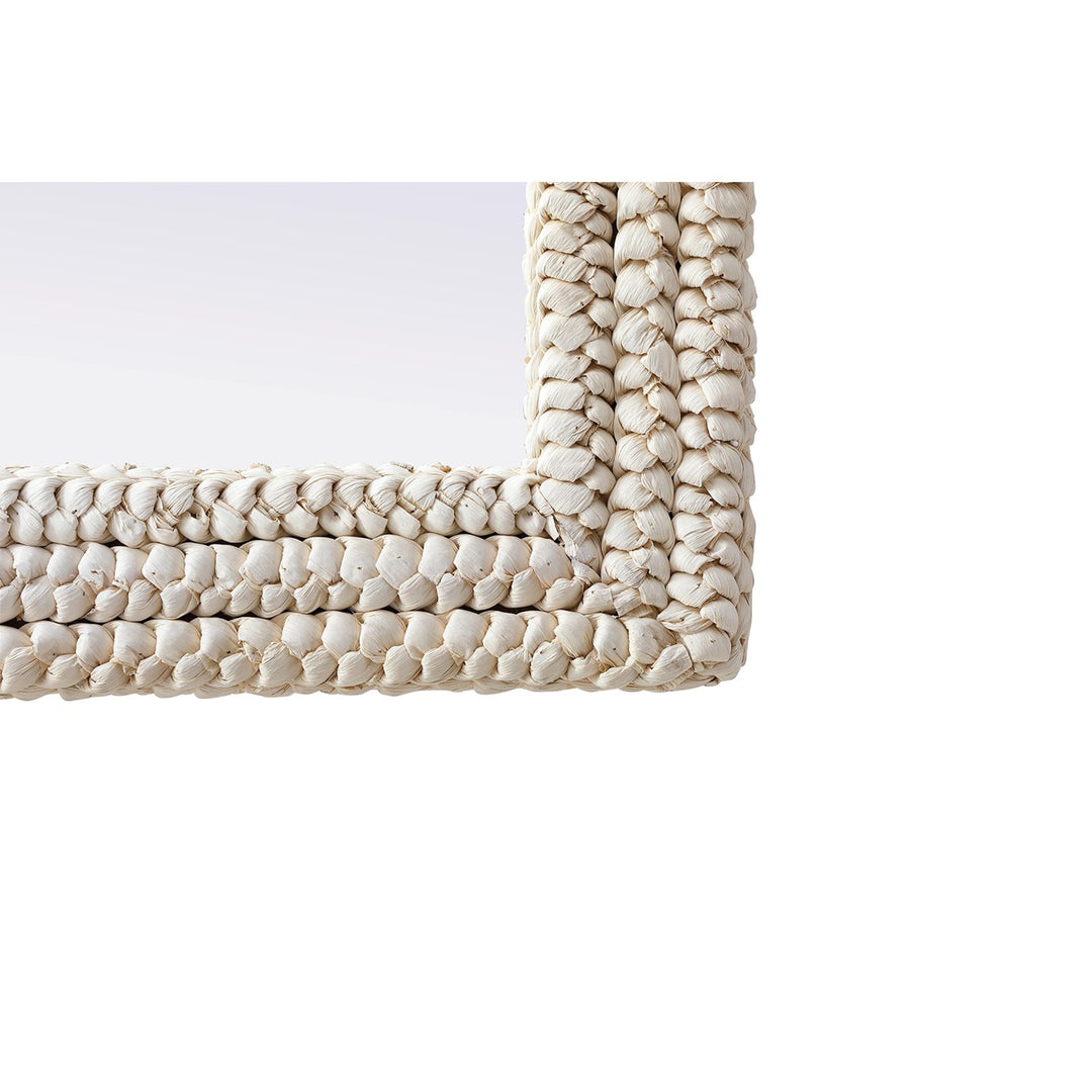 Rectangle Cornhusk Mirror 30X42 In Linen White - View 6 - Joshua Marshal