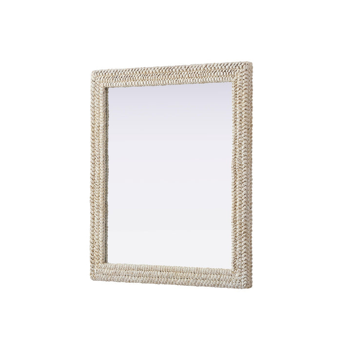 Rectangle Cornhusk Mirror 36X42 In Linen White - View 4 - Joshua Marshal