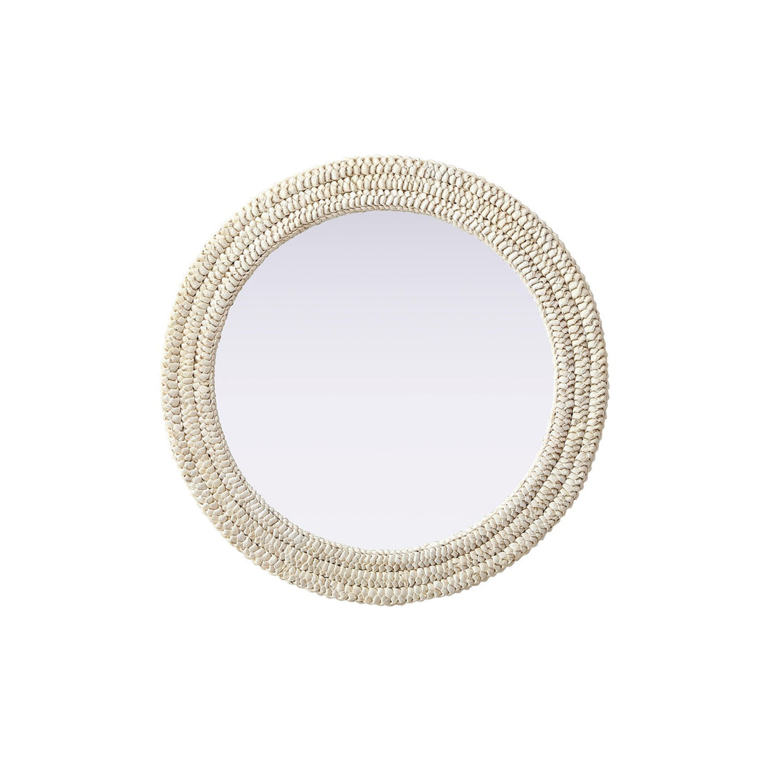 Round Cornhusk Mirror 30X30 In Linen White - View 3 - Joshua Marshal