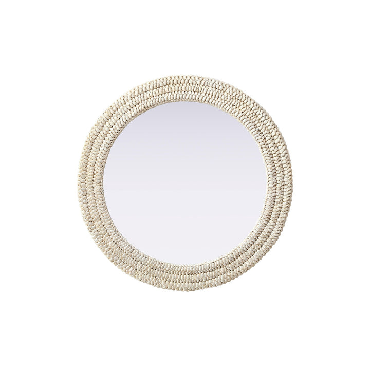 Round Cornhusk Mirror 30X30 In Linen White - View 3 - Joshua Marshal