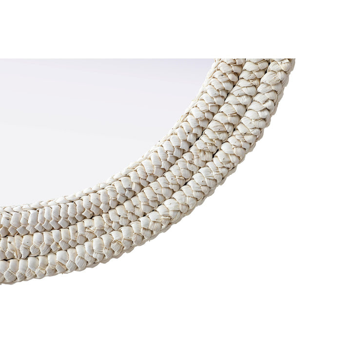 Round Cornhusk Mirror 30X30 In Linen White - View 4 - Joshua Marshal