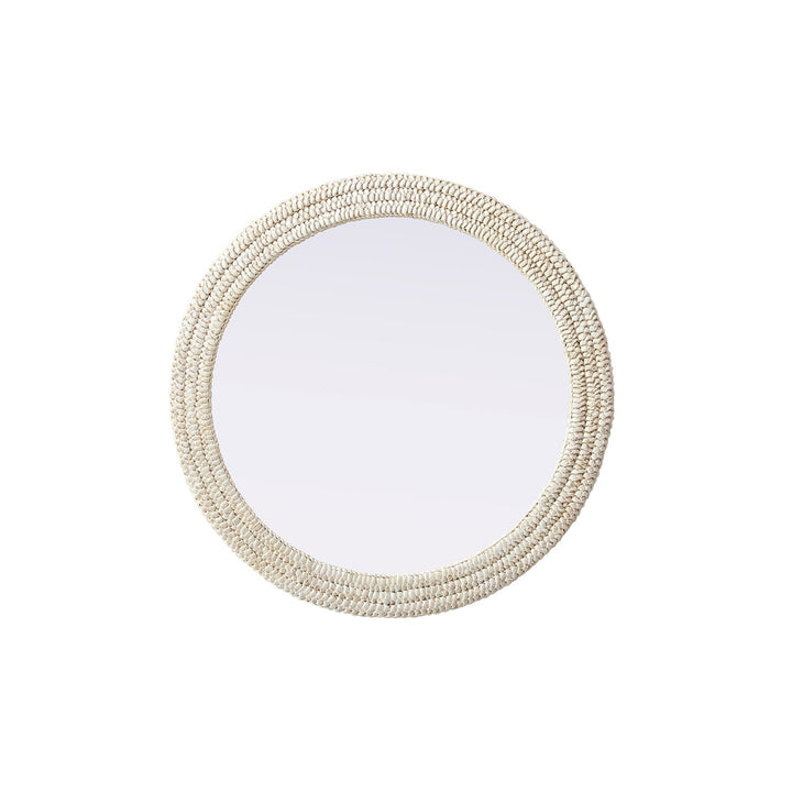 Round Cornhusk Mirror 36X36 In Linen White - View 3 - Joshua Marshal