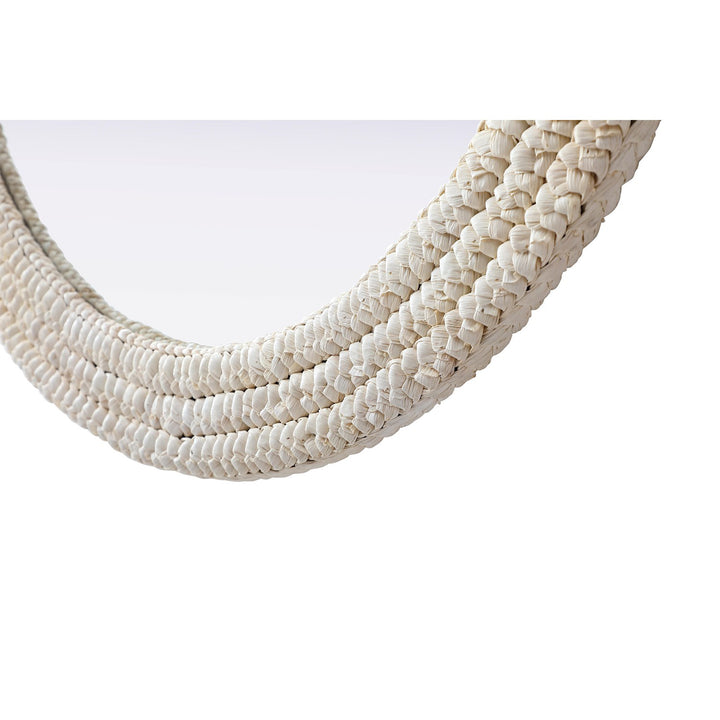 Round Cornhusk Mirror 36X36 In Linen White - View 4 - Joshua Marshal