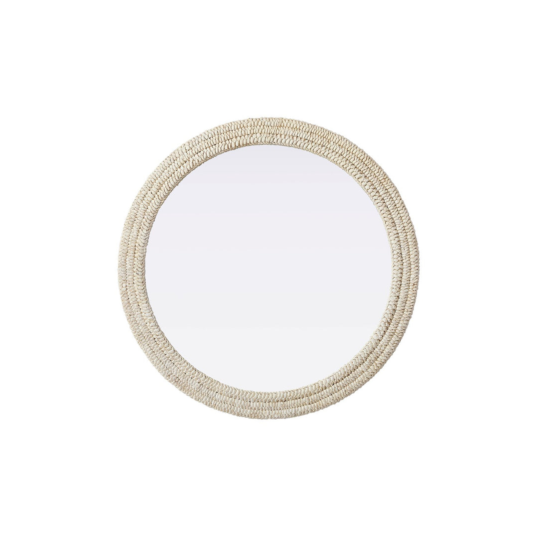 Round Cornhusk Mirror 42X42 In Linen White - View 3 - Joshua Marshal
