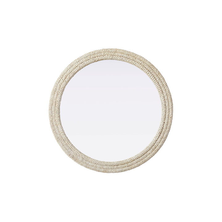 Round Cornhusk Mirror 42X42 In Linen White - View 3 - Joshua Marshal