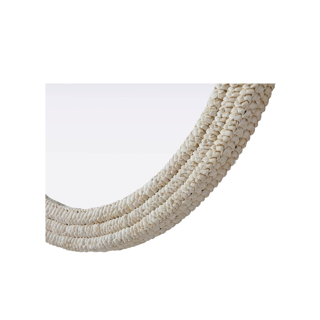 Round Cornhusk Mirror 42X42 In Linen White - View 4 - Joshua Marshal