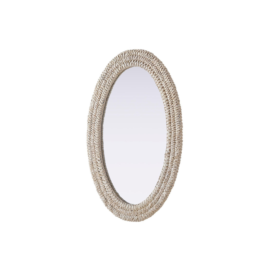 Oval Cornhusk Mirror 24X36 In Linen White - View 4 - Joshua Marshal