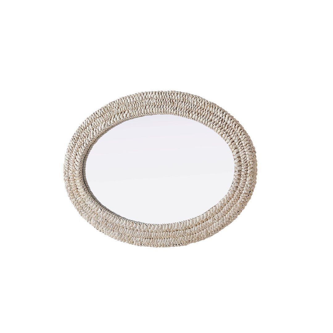 Oval Cornhusk Mirror 24X36 In Linen White - View 5 - Joshua Marshal